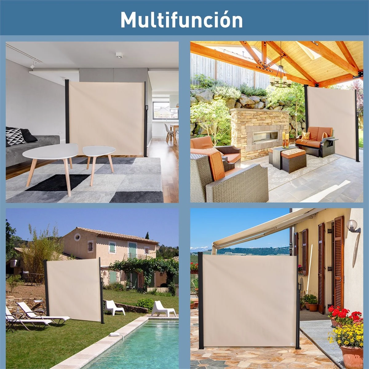 Outsunny Toldo Lateral Retráctil Exterior 350x180cm Pantalla De Privacidad Contra Sol Viento Visión Para Jardín Patio Balcón Tejado Hecho De Aluminio Poliéster Montar Utilizar Fácil Beige 9 Outsunny Toldo Lateral Retráctil Exterior 350x180cm Pantalla De Privacidad Contra Sol Viento Visión Para Jardín Patio Balcón Tejado Hecho De Aluminio Poliéster Montar Utilizar Fácil Beige - Imagen 7