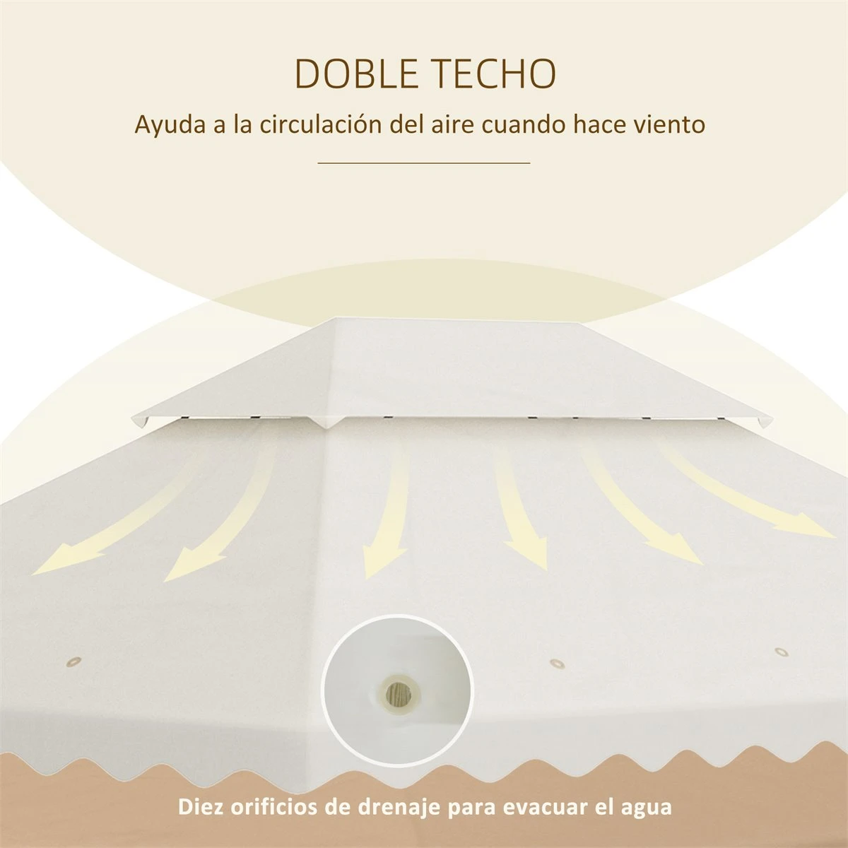 Outsunny Toldo De Repuesto Para Carpa 4x3 M Cubierta De Reemplazo Con Techo De Doble Ventilación Y 10 Orificios De Drenaje Para Patio Jardín Aire Libre Crema 7 Outsunny Toldo De Repuesto Para Carpa 4x3 M Cubierta De Reemplazo Con Techo De Doble Ventilación Y 10 Orificios De Drenaje Para Patio Jardín Aire Libre Crema - Imagen 5