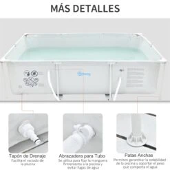 Outsunny Piscina Desmontable Tubular 292x190x75 Cm Con Depuradora De Cartucho 1200L/H Piscina Rectangular De Exterior Para Adultos Y Niños 3600L Gris -OUTSUNNY TIENDA 9a8c7f23d45e57be97f941b93efe616a6efdc289 b08679face0d45d3af32e8ee204797cf