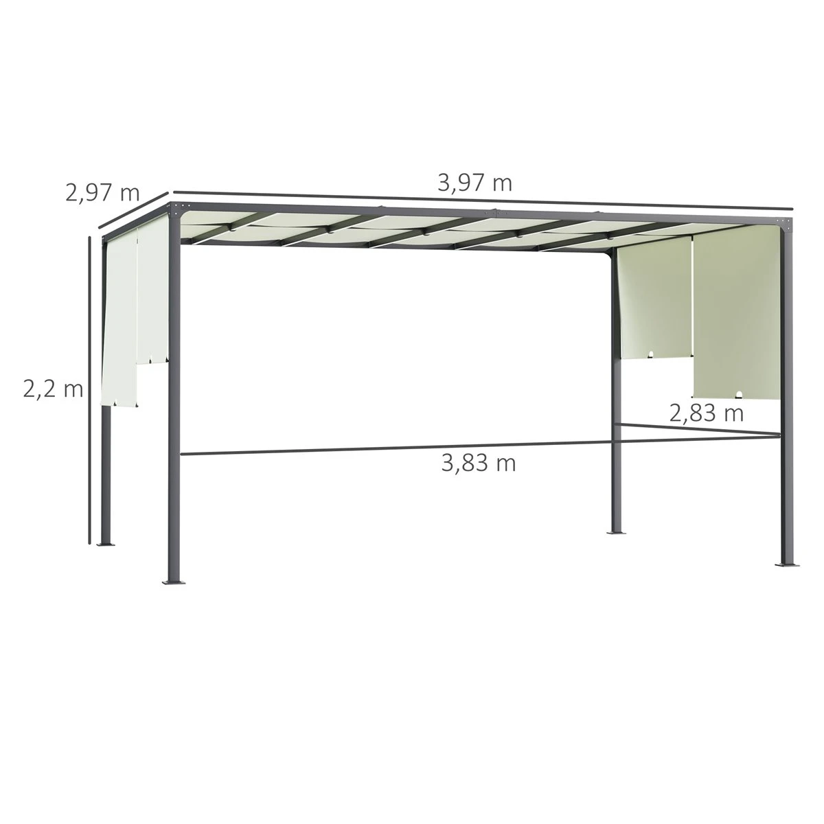 Outsunny Pérgola De Jardín 3x4 M Con Techo Retráctil Cenador Con Luces LED Energía Solar Marco De Acero Carpa Para Patio Terraza Balcón Crema 5 Outsunny Pérgola De Jardín 3x4 M Con Techo Retráctil Cenador Con Luces LED Energía Solar Marco De Acero Carpa Para Patio Terraza Balcón Crema - Imagen 3