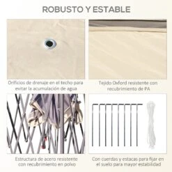 Outsunny Carpa Plegable Exterior 3,3x3,3x2,88 M Altura Ajustable Cenador De Jardín Con Doble Techo 4 Mosquiteras Extraíbles Y Bolsa De Transporte Para Camping Fiestas Beige 15 Outsunny Carpa Plegable Exterior 3,3x3,3x2,88 M Altura Ajustable Cenador De Jardín Con Doble Techo 4 Mosquiteras Extraíbles Y Bolsa De Transporte Para Camping Fiestas Beige -OUTSUNNY TIENDA 9b73fd91b17678d2721a97651c7391207c9bc159 9f61c05b219b44788a779605db7eec56