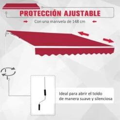 Outsunny Toldo Manual 395x245 Cm Toldo Para Patio Balcón Terraza Y Jardín Con Brazo Articulado De Aluminio Y Tela De Poliéster De 280g/m2 (Rojo) -OUTSUNNY TIENDA 9be2d734b1066cddb89a9e50cadf0ecb229e7c4e 41eb32263b014c0b908a298a889958a2