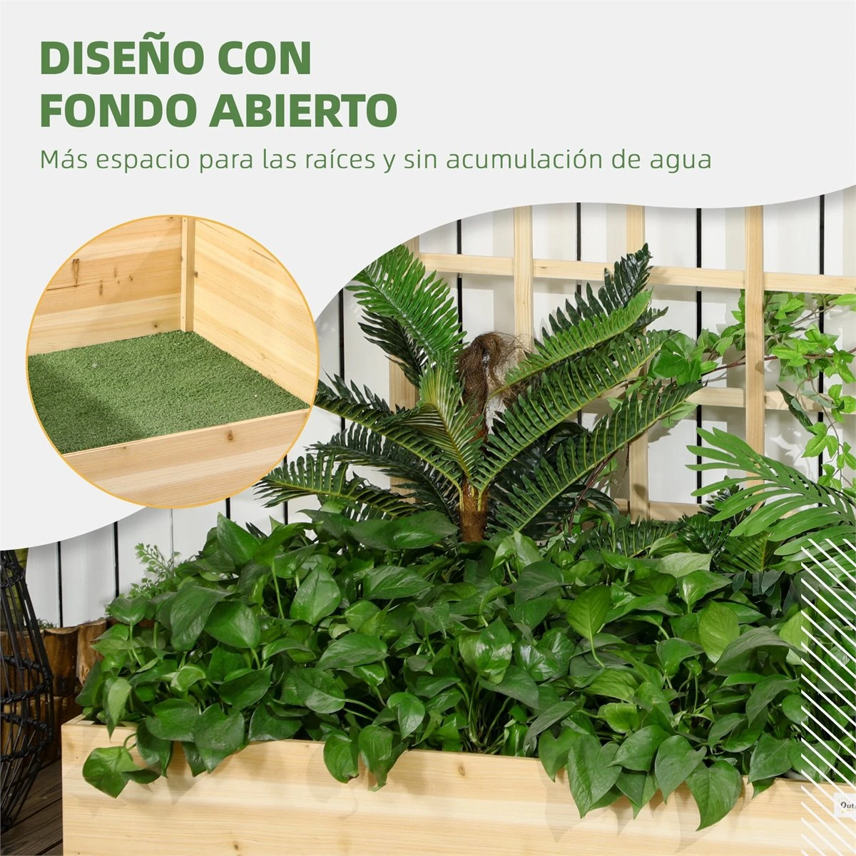 Outsunny Jardinera De Madera Con Enrejado Arriate De Jardín Con Celosía Jardinera De Caja Para Trepadoras Cultivos Verduras Flores 110x116x120 Cm Natural 7 Outsunny Jardinera De Madera Con Enrejado Arriate De Jardín Con Celosía Jardinera De Caja Para Trepadoras Cultivos Verduras Flores 110x116x120 Cm Natural - Imagen 5