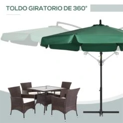 Outsunny Sombrilla De Jardín Ø293x240 Cm Parasol Excéntrico Con Rotación De 360° Manivela Base Cruzada Y Soporte De Acero Para Terraza Patio Balcón Verde -OUTSUNNY TIENDA 9f8e51046f74167b128430733089464993f56d61 bed3351bdcad47259f04a34a269eb5cc