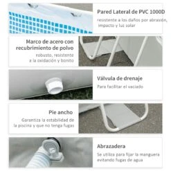 Outsunny Piscina Desmontable Tubular 440x240x122 Cm Piscina Rectangular De Exterior Con Depuradora De Cartucho 4.000 L/H Mangueras Longitud 100 Cm Y Marco De Acero 9760 L Gris -OUTSUNNY TIENDA a00e1dc7807deb239a70195459b41c089f038880 ce9d6d17affc497aaa53215a1f03800d