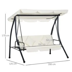 Outsunny Columpio Balancín Jardín De 3 Plazas Convertible En Cama Con Techo Ajustable Cojín Acolchado Y Almohadas Para Balcón Terraza Carga 340 Kg Acero 200x125x170 Cm Crema -OUTSUNNY TIENDA a0973b799a86d7ad088059266845f411e099abb9 229fe2d03e2342bfa6e69157c22be4f9