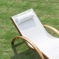 Outsunny Tumbona Tipo Hamaca Para Jardín Terraza Playa Piscina O Patio 161x72x68 Cm Color Blanco Hecha De Madera Malla Y Texteline Con Almohadilla -OUTSUNNY TIENDA a0dfc0a1b30d6db0c3e76bc7bd30b5dc851dadc1 b5032fa0451b46438aa280cbd16981fb