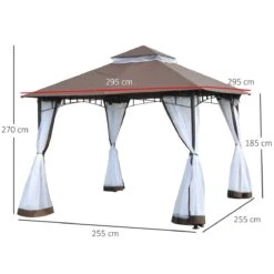 Outsunny Cenador De Jardín 3x3m Pabellón Con Doble Techo Y Mosquiteras Laterales Con Cremallera Buena Ventilación Para Terraza Eventos Fiestas Bodas Marrón Y Blanco 13 Outsunny Cenador De Jardín 3x3m Pabellón Con Doble Techo Y Mosquiteras Laterales Con Cremallera Buena Ventilación Para Terraza Eventos Fiestas Bodas Marrón Y Blanco -OUTSUNNY TIENDA a1ab8b57e5eceea1e596b7ddff475e8f7e3b3dc2 01d0071a96274150b66c74f245d395b2