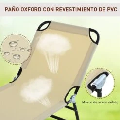 Outsunny Tumbona Plegable Reclinable Con Ángulo Ajustable De 5 Posiciones Para Jardín Exterior Piscina Terraza Camping Carga 120 Kg 190x56x28 Cm Beige -OUTSUNNY TIENDA a24814f0be335003c5125914a8dd1a2bd046f122 e1bfca6cc5c24c0dbaf237ebf6f112b4