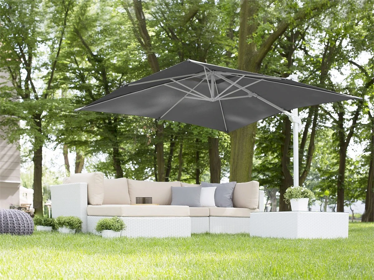 Sombrilla De Jardín 250x250x235 Cm Gris Oscuro MONZA 3 Sombrilla De Jardín 250x250x235 Cm Gris Oscuro MONZA