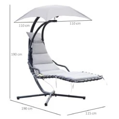 Outsunny Tumbona Colgante Con Sombrilla Protección UV Hamaca Sillón Con Toldo Estructura Estable Cuerda Antivuelco Y Forma Ergonómico Para Jardín Patio Terraza Metal 190x110x190 Cm Gris -OUTSUNNY TIENDA a3645cd0e21104f9b9ee94307e646590fcfc9d3b a1f349d9cee0459ba9ee156aa3163d81