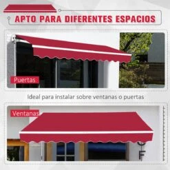 Outsunny Toldo Manual 395x245 Cm Toldo Para Patio Balcón Terraza Y Jardín Con Brazo Articulado De Aluminio Y Tela De Poliéster De 280g/m2 (Rojo) -OUTSUNNY TIENDA a42ed46c05e2f88ef998464f6f99d22ae4c9cd42 217764501e13470b9c4d22a7d68ead09