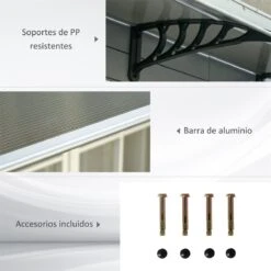 Outsunny Tejadillo De Protección 103x96,5x27 Cm Marquesina Exterior Para Puertas Y Ventanas Contra Sol Y Lluvia Con Soporte Aleación De Aluminio Policarbonato Marrón Translúcido -OUTSUNNY TIENDA a61fa6114e50337448423ebd0514008b4f8a4bb7 eed4582fe2ec4667af92743c7b3553a5