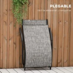 Outsunny Tumbona Plegable De Jardín Con Reposabrazos Reposapiés Respaldo Transpirable Y Marco De Metal Ergonómico Para Terraza Playa Camping 170x62x68 Cm Gris -OUTSUNNY TIENDA a6247a58cd63de5149f7be06fe1ea34425beb724 e98e01a12ae0430b9fd6a265a77c45d9