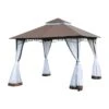 Outsunny Cenador De Jardín 3x3m Pabellón Con Doble Techo Y Mosquiteras Laterales Con Cremallera Buena Ventilación Para Terraza Eventos Fiestas Bodas Marrón Y Blanco -OUTSUNNY TIENDA a6533f645438431d1a4bbc8a40bc8e93e5467648 8babdff97ef54047b3964b4bc819bea9