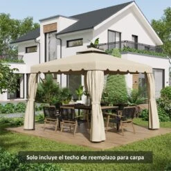 Outsunny Techo De Repuesto Para Cenador Con Doble Techo 2,96x2,96 M Cubierta De Repuesto Para Pabellón Gazebo Exterior Con 8 Orificios De Drenaje Beige -OUTSUNNY TIENDA a6fc8e5b515edc7e77e7fff75abcbc66b9d51344 bf62da8c49af4a35aa8adcdc73e7afd8