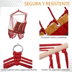 Outsunny Silla Hamaca Colgante Tejido De Algodón Poliéster Carga 100 Kg Sillón Colgante Para Interior Exterior Terraza 100x60x100 Cm Multicolor -OUTSUNNY TIENDA a76145bacefb2b7994a9f9efebd340328c19808f a4fabe8ec0ea4b2abc9b0ca3906de017