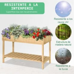 Outsunny Huerto Urbano De Madera 120x60x81 Cm Jardinera Elevada Para Cultivo De Plantas Flores Con Estante Inferior Para Jardín Terraza Exterior Natural -OUTSUNNY TIENDA a7cace3df7f3b0aed38657664b6dba0f8061f20c e0cf197ecceb4affa0ffa622a77372f1