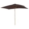 Outsunny Sombrilla Parasol 3x2m Y Altura 2,5m Jardín Terraza Poliéster 180g/m² Y Madera Café