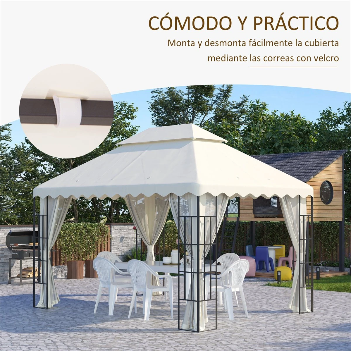 Outsunny Toldo De Repuesto Para Carpa 4x3 M Cubierta De Reemplazo Con Techo De Doble Ventilación Y 10 Orificios De Drenaje Para Patio Jardín Aire Libre Crema 8 Outsunny Toldo De Repuesto Para Carpa 4x3 M Cubierta De Reemplazo Con Techo De Doble Ventilación Y 10 Orificios De Drenaje Para Patio Jardín Aire Libre Crema - Imagen 6