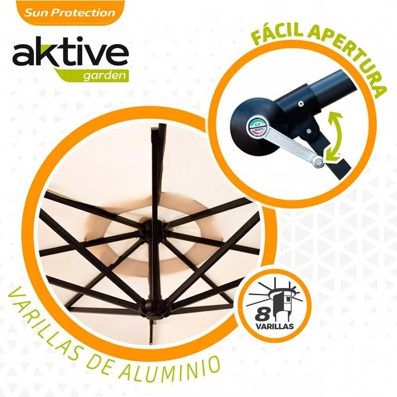 Sombrilla Aktive BANANA 300 X 250 X 300 Cm Aluminio Crema 6 Sombrilla Aktive BANANA 300 X 250 X 300 Cm Aluminio Crema - Imagen 4