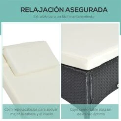 Outsunny Conjunto De 2 Tumbonas De Ratán De Jardín Chaise Longue Con Respaldo Ajustable En 5 Posiciones Cojines Acolchados Reposacabezas Y 2 Ruedas 200x73x72-103 Cm Negro -OUTSUNNY TIENDA ac6e3a723d492a21f6671884fc1cf36a76a56e59 bc187db976e0493cae28a2105f1b457f