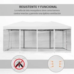 Outsunny Carpa 6x3m Plegable Gazebo Para Jardín Cenador Con 6 Cortinas Mosquitera Y Cremallera Bolsa Transporte Montaje Fácil Acero Tela Oxford Blanco -OUTSUNNY TIENDA adb059da849babf94e3bee31c929a626858480dd 68380807d3994db992d71a01646f18d7
