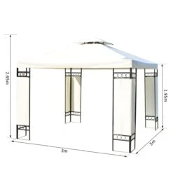 Outsunny Carpa 3x3m Con Techo Ventilador Postes De Acero Estable Para Exteriores Patio Jardín Pabellón Cenador Estructura Metálica Color Crema -OUTSUNNY TIENDA ae0af1275019b2dbe1b267ef509cd2e3ffa06157 1fcb0e45cc214d22ba531ab0021fa467
