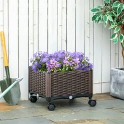 Outsunny Jardinera De Plástico Curdrada Con 4 Ruedas Macetero De Jardín Con Agujeros De Drenaje Para Cultivo De Plantas En Exterior Patio Terraza 40x40x31,5 Cm Marrón 10 Outsunny Jardinera De Plástico Curdrada Con 4 Ruedas Macetero De Jardín Con Agujeros De Drenaje Para Cultivo De Plantas En Exterior Patio Terraza 40x40x31,5 Cm Marrón -OUTSUNNY TIENDA b0078ec24d800f963daedce8674d1576dabd41e2 b4bc53747fe8418a9952e78122fbd471