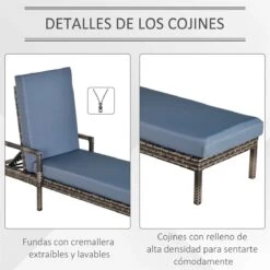 Outsunny Conjunto De 2 Tumbonas De Ratán De Jardín Con Cojines Acolchados Respaldo Ajustable En 5 Posiciones 2 Ruedas Y Tela Extraíble Lavable 67x196x51 Cm Gris 17 Outsunny Conjunto De 2 Tumbonas De Ratán De Jardín Con Cojines Acolchados Respaldo Ajustable En 5 Posiciones 2 Ruedas Y Tela Extraíble Lavable 67x196x51 Cm Gris -OUTSUNNY TIENDA b0577b77b2ec7e98669ec3b28aaf8d8a582b9ba1 224ccab0e34f45b49ab48d828df6ec5e