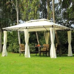 Outsunny Cenador De Jardín 3x4 M Marco Acero Gazebo Con Doble Techo 6 Cortinas Laterales 8 Orificios De Drenaje Buena Ventilación Para Fiestas Eventos Crema -OUTSUNNY TIENDA b0f644360f51b2197efda710282dcfb046b3725b a1903e138ca74d5e973009623a252a80