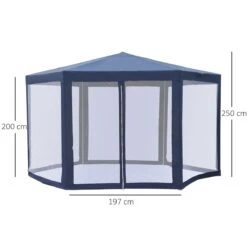 Outsunny Carpa Gazebo Tipo Cenador Hexagonal Con Mosquitera Para Jardín Y Terraza Ø1,97 M Material De Poliéster Repelente Al Agua (Azul) -OUTSUNNY TIENDA b3ccbb7e248ca74baf85076147b89b8df1686367 75630b947bb4408e98b349a559c40d20