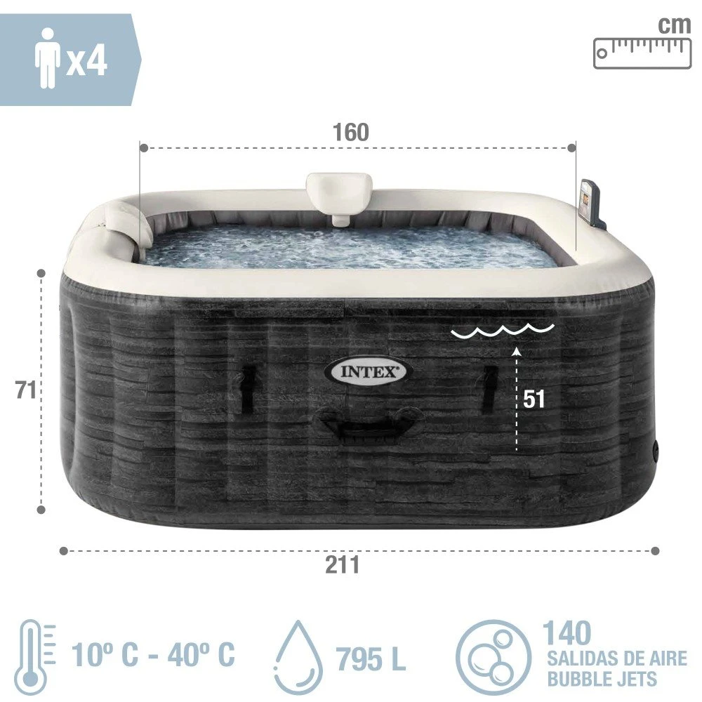 Jacuzzi Hinchable Greystone Deluxe 4 Personas INTEX 6 Jacuzzi Hinchable Greystone Deluxe 4 Personas INTEX - Imagen 4