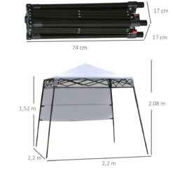 Outsunny Carpa Plegable 2,2x2,2x2m Con Lateral Altura Ajustable Protección UV 50+ De Acero Y Tela Oxford Con Bolsa De Transporte Blanco -OUTSUNNY TIENDA b4e9e549bc8c5cab1fe8dcf6d801bb8e3c0d3778 0c70bbd06adf4e418325e7093110115d