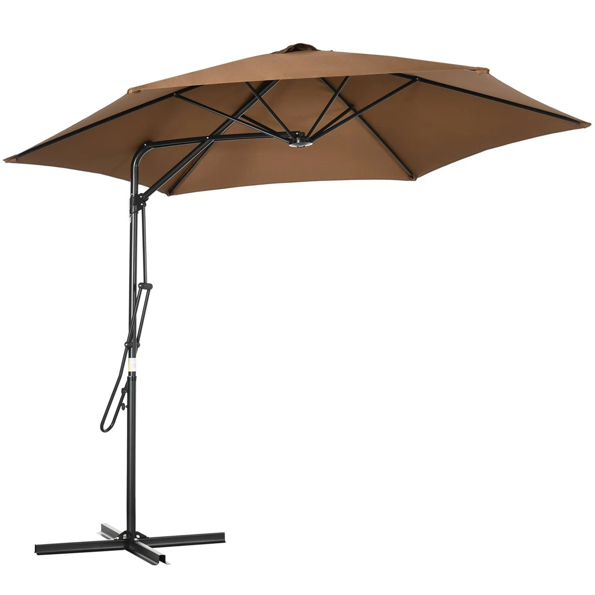 Outsunny Sombrilla Voladizo De Jardín Ø295x245 Cm Parasol Excéntrico Manivela Manual Con 6 Varillas De Metal Ventilación Y Base Cruzada Para Patio Terraza Exterior Marrón 3 Outsunny Sombrilla Voladizo De Jardín Ø295x245 Cm Parasol Excéntrico Manivela Manual Con 6 Varillas De Metal Ventilación Y Base Cruzada Para Patio Terraza Exterior Marrón