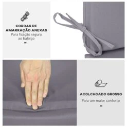 Outsunny Cojín Para Columpio De 2 Piezas 130x45x5 Cm Cojín Para Balancín Cojín De Asiento Y Respaldo Acolchado Para Jardín Terraza Balcón Exterior Gris -OUTSUNNY TIENDA b51dd94d4ea0450049008d8e5ac8a4d06e897c4e c78c3eb48bb94ccc886a788fad049f27