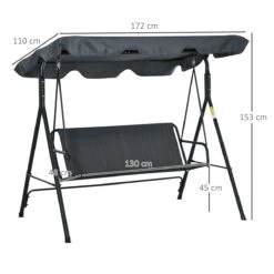 Outsunny Columpio Balancín De Jardín Exterior De 3 Plazas Con Cojín Techo Ajustable Y Marco De Acero Para Balcón Terraza Patio Carga Máx. 200 Kg 172x110x153 Cm Gris -OUTSUNNY TIENDA b5f360a13464b564d31fd961bcfb1266b08bffb6 2006653954e44b239b56868b3978bbd2