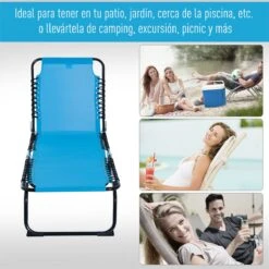 Outsunny Tumbona Plegable Y Ajustable De 4 Posiciones Silla Reclinable De Jardín Con Sistema De Cordones Para Exterior Marco Acero 197x58x76 Cm Azul Claro -OUTSUNNY TIENDA b633e734ff9803fe19ca0c24578842c2f61375cd 5a0cfbcc8dc04339b8094ebbba5b4bd7