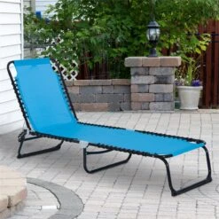 Outsunny Tumbona Plegable Y Ajustable De 4 Posiciones Silla Reclinable De Jardín Con Sistema De Cordones Para Exterior Marco Acero 197x58x76 Cm Azul Claro -OUTSUNNY TIENDA b7fdab6d55c8b0fd896ce346a4e776c099ea61dd 9e62bb261c0a4a1c81a281c6e0b7adec