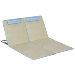 Outsunny Set De 2 Esteras De Playa Plegables 124x53x50 Cm Con Respaldo Ajustable Y Reposacabezas Esterillas De Playa Tela Oxford Acero Con Bolsa De Transporte Beige