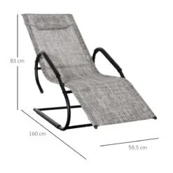 Outsunny Tumbona De Jardín Ergonómica Con Reposacabezas Reposapiés Y Reposabrazos Mecedora Tapizado En Tela Texteline Transpirable Para Terraza Patio 160x59,5x83 Cm Gris -OUTSUNNY TIENDA b840adada158275a8b0b34082c35d00a4bdc588f 5d2e504733ce43dfa1fc4005aa89c942