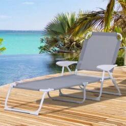 Outsunny Tumbona Reclinable Y Plegable De Jardín Con Respaldo Ajustable En 4 Posiciones Marco De Metal Texteline Transpirable 160x66x80 Cm Gris -OUTSUNNY TIENDA b874801f08259c761abc1aa9131544939eaf17c1 9a7d70a7670b4a0eb9abfcdefbf8390e
