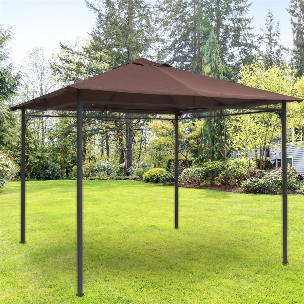 Outsunny Techo De Repuesto 2.98x2.95 M Para Cenador De Jardín Cubierta De Repuesto De Gazebo Pabellón Exterior Con 8 Orificios De Drenaje Y Ventilación Café 4 Outsunny Techo De Repuesto 2.98x2.95 M Para Cenador De Jardín Cubierta De Repuesto De Gazebo Pabellón Exterior Con 8 Orificios De Drenaje Y Ventilación Café - Imagen 2