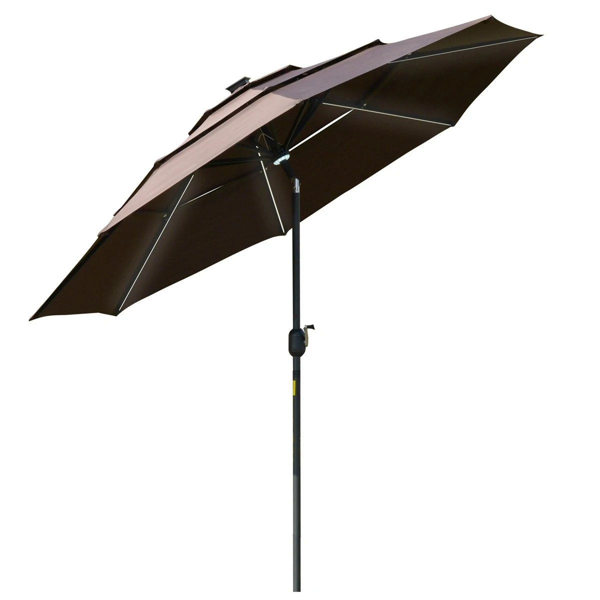 Outsunny Sombrilla De Jardín Ø300x250cm Con Luces LED Y Panel Solar Manivela Ángulo Ajustable En 3 Posiciones Parasol Para Patio Terraza Piscina Café 3 Outsunny Sombrilla De Jardín Ø300x250cm Con Luces LED Y Panel Solar Manivela Ángulo Ajustable En 3 Posiciones Parasol Para Patio Terraza Piscina Café