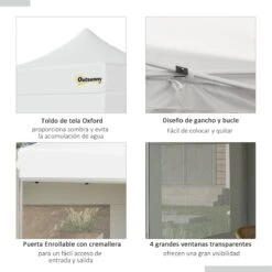 Outsunny Carpa Plegable 3x3 M Con Altura Ajustable Cenador De Jardín Con 4 Paredes Extraíbles De Tela Oxford 4 Ventanas Y Bolsa De Transporte Para Exterior Terraza Camping Blanco -OUTSUNNY TIENDA ba3e4910a5fba0cb044f3504321f1a959f8dfe21 119da3243f41418b93b9ff72b73ad286