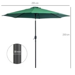 Outsunny Sombrilla De Jardín Ø295x250 Cm Con Manivela Parasol Exterior Con Mecanismo De Inclinación Y Poste Desmontable De Metal Para Terraza Piscina Patio Verde -OUTSUNNY TIENDA ba91a51755c7d97963c362cdbc196b2ccc500eb8 383491428bab43afb713d56ac7940eee