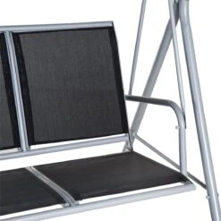 Outsunny Columpio Balancín Jardín De 3 Plazas Con Toldo Ajustable Respaldo Transpirable Y Marco De Metal Para Terraza Balcón Exterior Carga 240 Kg 171x108x154 Cm Negro -OUTSUNNY TIENDA bb03fee50014f5cd57dc0c9509fad625be6ab367 9a5373f3e87947a2be3667804d95bb6b