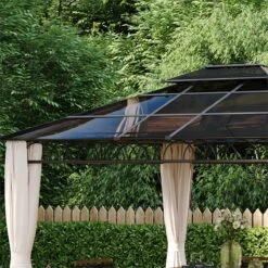 Outsunny Cenador De Jardín 3,6x3 M Gazebo De Exterior Con Techo Doble De Policarbonato 4 Cortinas Mosquiteras Laterales Con Cremallera Y Marco De Aluminio Para Patio Fiestas Terraza -OUTSUNNY TIENDA bb9c4cdab3e023b39317443e7c8cb1b92f158e7c 1b1b8988b54e47b18f0bc0bdcc4bc58f