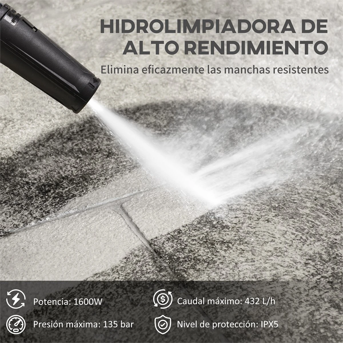 DURHAND Hidrolimpiadora Lavadora De Alta Presión 1600W Caudal 432 L/h Bomba De Aluminio Presión De 135 Bar Manguera De 6 M Incluye Botella De Jabón Boquilla Cepillo 32x24x65 Cm Azul 6 DURHAND Hidrolimpiadora Lavadora De Alta Presión 1600W Caudal 432 L/h Bomba De Aluminio Presión De 135 Bar Manguera De 6 M Incluye Botella De Jabón Boquilla Cepillo 32x24x65 Cm Azul - Imagen 4