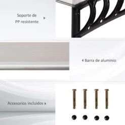 Outsunny Tejadillo De Protección Para Puertas Ventanas Contra Sol Y Lluvia Marquesina De Techo Diseño Moderno Aleación De Aluminio Duradero 122x89x24 Cm Transparente 16 Outsunny Tejadillo De Protección Para Puertas Ventanas Contra Sol Y Lluvia Marquesina De Techo Diseño Moderno Aleación De Aluminio Duradero 122x89x24 Cm Transparente -OUTSUNNY TIENDA bc87f0ea087b3e17573acddbddcf61a654aa4eb7 81589c0cfdff4fbc948f68215f8ca787